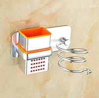 LIUCS Hair Dryer Brackets Bathroom Shelves Shower Drain Wall Brackets Hairdryer Holder with Square Cup, Black