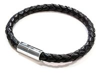 SukiUSA PRO Braided Leather Magnet Therapy Bracelet - 6mm Black