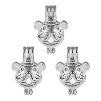 5X Silver Plated Cartoon Bulldog Pearl Cage Locket Pendant For DIY Necklace Gift Prom Woman Pretty Cute Stylish For gift Cheap Elegant Women Fashionable Womens