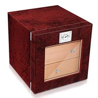 Three Layer Cigar Humidor High Gloss Cigar Box High Gloss for 90-120 Cigars, Real Solid Spanish Cedar Wood, Luxury Hygrometer and Humidifier, Desktop Humidors(90-120 Cigars)