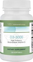 D3-5000 | 120 Softgels | High Potency Bioavailable Vitamin D3 | Pharmaceutical Grade