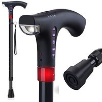 XUEME Intelligent Cane Multifunctional Radio Lighting Old Man Crutches Flashing Warning Adjustable Height 67-97cm USB Charging