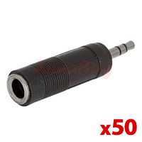 50pcs Audio 3.5mm Stereo Plug to 6.35mm Stereo Jack Adapter Lot Pack