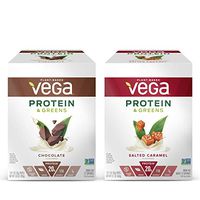 Vega Protein & Greens Bundle - 1 Salted Caramel Carton (12 Servings) Plus 1 Chocolate Carton (12 Servings) - Plant Based Protein Powder, Keto-Friendly, Gluten Free, Non Dairy, Vegan, Non Soy, Non GMO