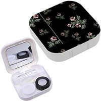 Portable Contact Lens Case Box Travel Kit Mirror + Bottle + Tweezers Container Holder [ Small Flowers Vintage ]