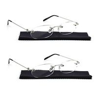VISENG 2 Pairs Unisex Super Lightweight Rimless Quality Readers Ultra Thin Clear Lenses Frameless Reading Glasses +1.5