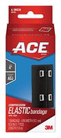ACE 4 Inch Elastic Bandage with Clips, Black, Ideal for Sports, Comfortable Design with Soft Feel, Wash and Reuse
