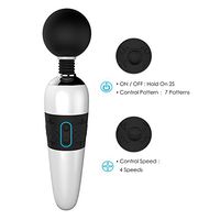 Rechargeable Hand Held Deep Tissue Massager, Whisper Quiet, Waterproof, Handheld, Cordless for Neck Shoulder Back Body Massage, Sports Recovery, Black