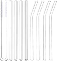 Drinking Straws, 10"X10mm, Eco-Friendly with 2 Cleaning Brushes, Re-usable Glass for Smoothies, Frozen Drinks, Milk Shakes, Healthy, Non-Toxic, BPA Free