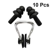 BESPORTBLE 10PCS Swimming Earplugs and Nose Clips Set Waterproof Nasal Splint Sets for Swim