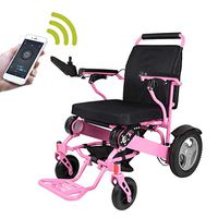 DONGBALA Automatic Wheelchair, GPS Electric Wheelchair with Phone App 500W Dual Motor Manual and Alectric Dual Use for Disabled Elderly Home Office Shopping Aluminium,Pink