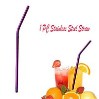 Stainless Steel Straws,Long Reusable Replacement Metal Straws for Cold Beverage Smoothies with Stainless Tumblers (Purple)
