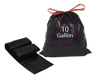 Feiupe 10 Gallon Tall Kitchen Drawstring Trash Bag Garbage Bag Can Liner,90 Counts (Black, 10 Gallon)
