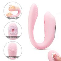 U Shape Couple Love Stimulation Remote Strong Sucking Vibrating Toys for Women Handsfree Sucking Toy USB Rechargeable Waterproof Wand for Sore Back Foot Neck Leg Soft Slicone Wireless Remote Control