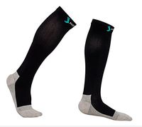 HOYISOX Merino Wool Socks - 20-30 mmHg Compression for Men & Women Business Use (Small, Black Wool)