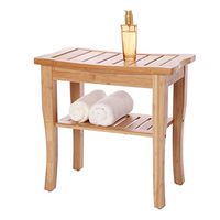 Fullwatt Bamboo Shower Seat Bench - 19" Waterproof Shower Chair with Storage Shelf, Wooden Shower Spa Chair Seat Bench Organizer Stool for Indoor or Outdoor
