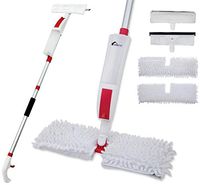 VENETIO Premium Spray Mop for Floors and Window Clearing with Squeegee 2 in 1 Kit, with 2 Replacement Floor Refills, 14 Oz Water Tank with Pump, Reduce Clean Paper