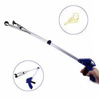 Reacher Grabber, Messar 32" Foldable Pick Up Reaching Claw Reacher Long Arm Gripper Grabber Suction Cup Grip Heavy Duty Mobility Aid Pick Up Tool - Blue