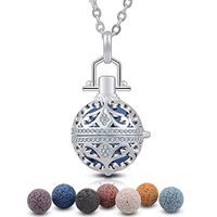 EUDORA Aroma Lava Stone Vintage Aromatherapy Essential Oil Diffuser Necklace Pendant, 24" + 7PCS Rocks