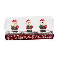 LONGDAY 3 Pieces Christmas Candles Set Santa Snowman Pine Cone Gift House Candles for Home Party Halloween Christmas Green