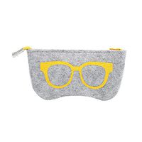 Glasses Case gLoaSublim,Wool Felt Women Glasses Eyewear Zipper Bag Storage Case Sunglasses Box Portable - Yellow