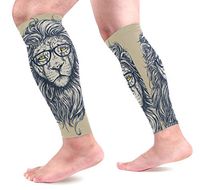 Anmarco Hipster Lion with Glasses Sports Calf Compression Sleeves Leg Compression Socks Calf Guard for Running, Cycling, Maternity, Travel, Nurses