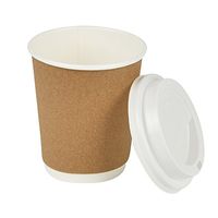 Earth's Natural Alternative Double Wall Kraft Paper Coffee Cup + Lid, 8 oz, Tan, 300 Count
