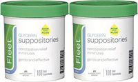 Fleet - Glycerin Suppositories, Laxative, Adult Jar, 100 Each (2-Pack)