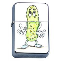 Pickle Flip Top Oil Lighter Em1 Smoking Cigarette Silver Case Included