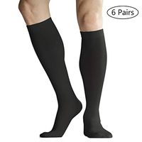 +MD 6 Pairs Microfiber Compression Socks (8-15mmHg) for Women & Men - Knee High Socks for Running, Athletic, Nurses, Travels, Edema, Anti-DVT, Varicose Veins 6Black 10-13