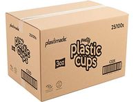 [2500 Count] PlastiMade 3 Oz Clear Plastic Disposable Reusable Cups For Drinking, Bathroom, Rinsing, Test, Medication, Party, Home, Office, Water, Juice, Kids. 25 Packs (1 Case)