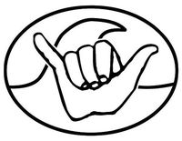 Hang Ten Hands Waves Surfing - Sticker Graphic - Auto, Wall, Laptop, Cell, Truck Sticker for Windows, Cars, Trucks