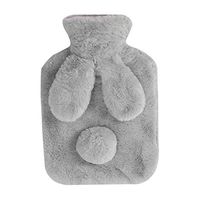 Classic Transparent Rubber Hot Water Bottle with Cute Plush Bunny Animal Cover Winter Warm Leakproof PVC Hot Water Bag