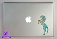 Overly Attached Decals Rearing Unicorn Specialty Vinyl Decal Sized to Fit A 17" Laptop - Silver Metal Flake