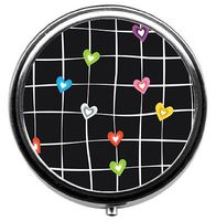 Qien BaiSei TaiGe Line and Heart-Shaped Pill Box/Pill case-Round Pill Box/case- Three-Compartment Pill Box/Pill case