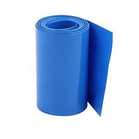 Uptell 60mm Flat Width 2.1M Length PVC Heat Shrink Tube Blue for 18650 Batteries
