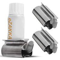 eZAKKA Toothpaste Tube Squeezer Toothpaste Squeezer Rollers Metal Toothpaste Tube Wringer Seat Holder Stand, 3-Pack