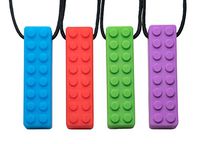 Tilcare Chew Chew Sensory Teether Necklace - Best for Autism, Biting and Teething Kids - Perfectly Textured Silicone Chewy Toys - Chewing Pendant for Boys & Girls - Chewlery Necklaces (4-Pack)
