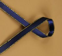 3/8" Double Face Satin Ribbon with Gold Edge (NAVY BLUE)