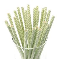 Homeford Firefly Imports Chevron Paper Straws, 7-3/4-Inch, 25-Pack, Mint Green, 7-3/4"
