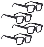 READING GLASSES 4 pack Ladies Oversized Fashionable Design Women Trend Setters Reader Eyeglasses (Black, 0.75)