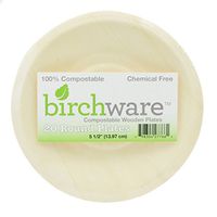 6” Round Compostable Wooden Plates, Party & Craft Supplies - Birchware (20 Pack)