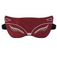 Outflower Charming Fox Silk Blindfold Shading Sleep Mask Travel Lunch Break Sleep Goggles With Ice Bag Red
