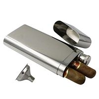 Outdoor Flask Small Funnel Food Grade Stainless Steel Cigar Holder Flagon with Portable Cigar Storage Case