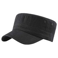 Meidexian888 Solid Color Flat Cap,Solid Brim Flat Top Cadet Caps Adjustable Corps Vintage Flat Top Hats (Black)