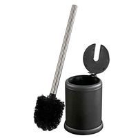 Bath Bliss Toilet Bowl Brush and Holder with Self Closing Lid, Space Saver, Deep Cleaning, Finger Print Proof Finish, Hygienic, Matte Black