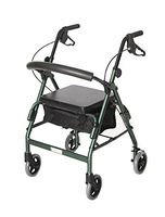 Essential Medical Supply Featherlight 4 Wheel Walker/Rollator with Loop Hand Brakes, Forrest Green