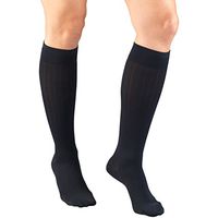 Truform Compression Socks, 15-20 mmHg, Women's Dress Socks, Knee High Over Calf Length, Navy Rib Knit, Medium