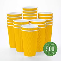 Insulated Paper Coffee Cups - Ripple Wall - Yellow - 16 oz - 500ct Box - MATCHING LIDS SOLD SEPARATELY: RWA0360B, RWA0360W, RWA0328LG, RWA0328GR, RWA0328HP, RWA0283W, RWA0283B