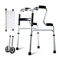 Walking frame YXX-Standard Walker/Height-Adjustable Aluminum Walker with Shower Board, Load-Bearing 180KG, with Two Pulleys, Foldable Four-Legged Cane